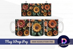Intricate floral carving dark Mug Wrap PNG Design Product Image 1