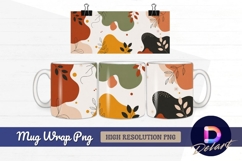 Abstract autumn shapes with botanical Mug Wrap PNG Product Image 1