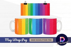 Rainbow background with falling confetti Mug Wrap PNG Design Product Image 1