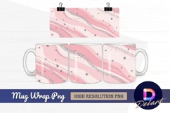 Pink waves glitter stars Mug Wrap PNG Design Product Image 1