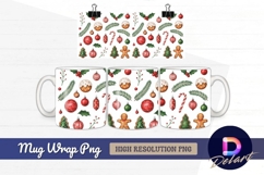 Watercolor christmas ornaments and Mug Wrap PNG Product Image 1