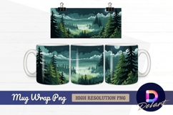 Pixel art night landscape with Mug Wrap PNG Product Image 1