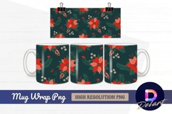 Poinsettia floral seamless pattern on Mug Wrap PNG Product Image 1