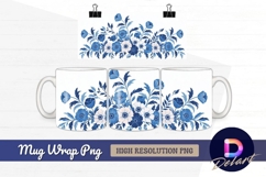 Blue and white floral mug design png Product Image 1
