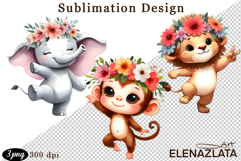 Animal clipart, Cute dancing animals Watercolor clipart Product Image 1