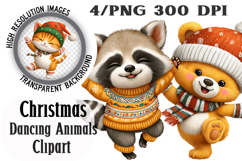 Dancing Animals Christmas Watercolor Product Image 1