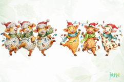 Dancing Animals Christmas Watercolor Product Image 6