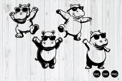 Dancing Hippo with Sunglasses SVG, Funny Hippopotamus SVG Product Image 1