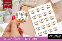 Dancing Skeleton Round Sticker - Halloween Printable Sticker Product Image 1