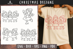 Dancing Snowman Girls Christmas SVG design