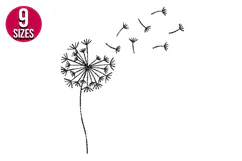 Dandelion Flower Line Art Machine Embroidery Design - 9 Size Product Image 1
