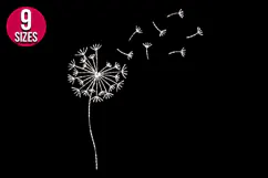 Dandelion Flower Line Art Machine Embroidery Design - 9 Size Product Image 2
