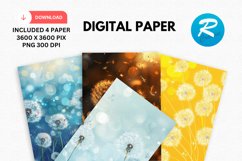 Dandelion Flowers Day Digital Paper, Flowers Background Product Image 1