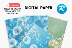 Dandelion Flowers Day Digital Paper, Flowers Background Product Image 1