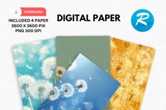 Dandelion Flowers Day Digital Paper, Flowers Background Product Image 1