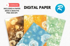 Dandelion Flowers Day Digital Paper, Flowers Background Product Image 1