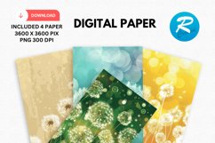 Dandelion Flowers Day Digital Paper, Flowers Background Product Image 1