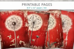 Dandelion Grunge Junk Journal, printable sheets Product Image 1