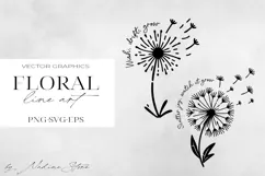 Floral Line Art Clipart | Wildflower SVG, PNG, EPS. Product Image 1