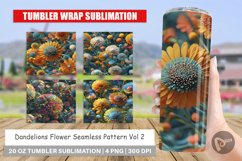 Tumbler Sublimation Wrap Dandelions Flower Pattern Product Image 1