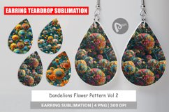 Earring Teardrop Dandelions Flower Pattern Product Image 1