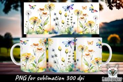 Dandelions and butterflies, flowers sublimation mug. Product Image 1