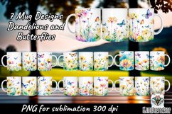 Dandelions and butterflies, flowers sublimation mug bundle. Product Image 1