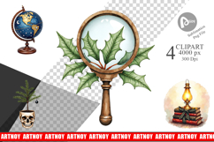 Dark Academia Christmas Clipart Product Image 1