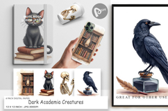 Digital Paper Watercolor Dark Academia Creatures Product Image 1