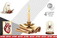 Clipart Watercolor Dark Academia Creatures Product Image 1