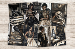 GlamArtZhanna, Dark Academia Junk Journal Paper, Autumn Library Junk Journal Pages, Halloween Collage Sheet, Scary Scrapbook Paper, African American Girl Junk Journal Kit, Gothic Journal Card, Halloween Books Journaling Pages, Haunted House Ephemera, Autu
