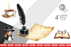 Dark Academia Christmas Clipart Product Image 1