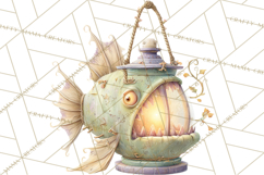 Haunted Aquarium PNG, Creepy Underwater Creatures Skeletons Product Image 4