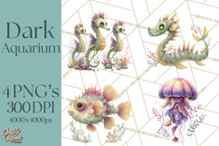 Haunted Aquarium PNG, Creepy Underwater Creatures Skeletons Product Image 1