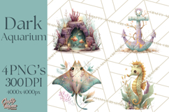 Haunted Aquarium PNG, Creepy Underwater Creatures Skeletons Product Image 1