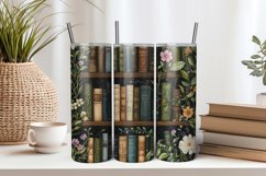 Dark Fantasy Books and Flowers 20oz Tumbler Sublimation PNG Product Image 1