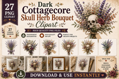 Dark Cottagecore Owl Clipart Bundle PNG 19 Elements Product Image 1