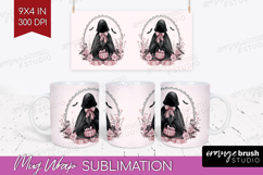 Dark Ghost Cute Mug Wrap Pink Halloween Mug PNG Sublimation Product Image 1
