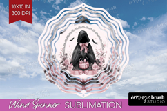 Dark Ghost Cute Wind Spinner Sublimation PNG Pink Halloween Product Image 1