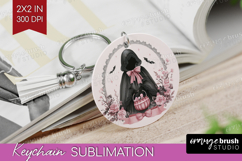 Dark Ghost Cute Keychain PNG Pink Halloween Keychain Product Image 1