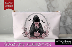Dark Ghost Cute Cosmetic Bag Pink Halloween Makeup Bag PNG Product Image 1