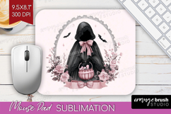 Dark Ghost Cute Mouse Pad Sublimation Pink Halloween PNG Product Image 1