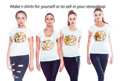 Wicca Pentagram PNG Graphics, Dark Golden with Daisy Flowers Product Image 4