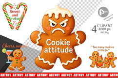 Clipart Dark Humor Gingerbread and Candy Canes Quotes Product Image 1