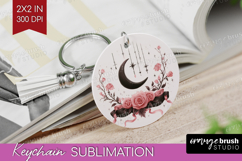 Dark Moon Cute Keychain PNG Pink Halloween Keychain Product Image 1