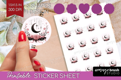 Dark Moon Cute Round Sticker Pink Halloween Printable Sheet Product Image 1