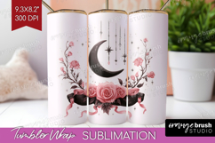 Dark Moon Cute Tumbler Wrap Pink Halloween Tumbler PNG Product Image 1