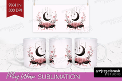 Dark Moon Cute Mug Wrap Pink Halloween Mug PNG Sublimation Product Image 1