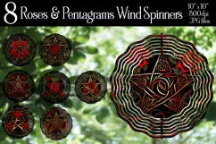 Roses &amp; Pentagrams Wind Spinners Sublimation Designs, Wiccan Product Image 1