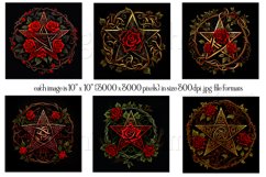 Roses &amp; Pentagrams Wind Spinners Sublimation Designs, Wiccan Product Image 2